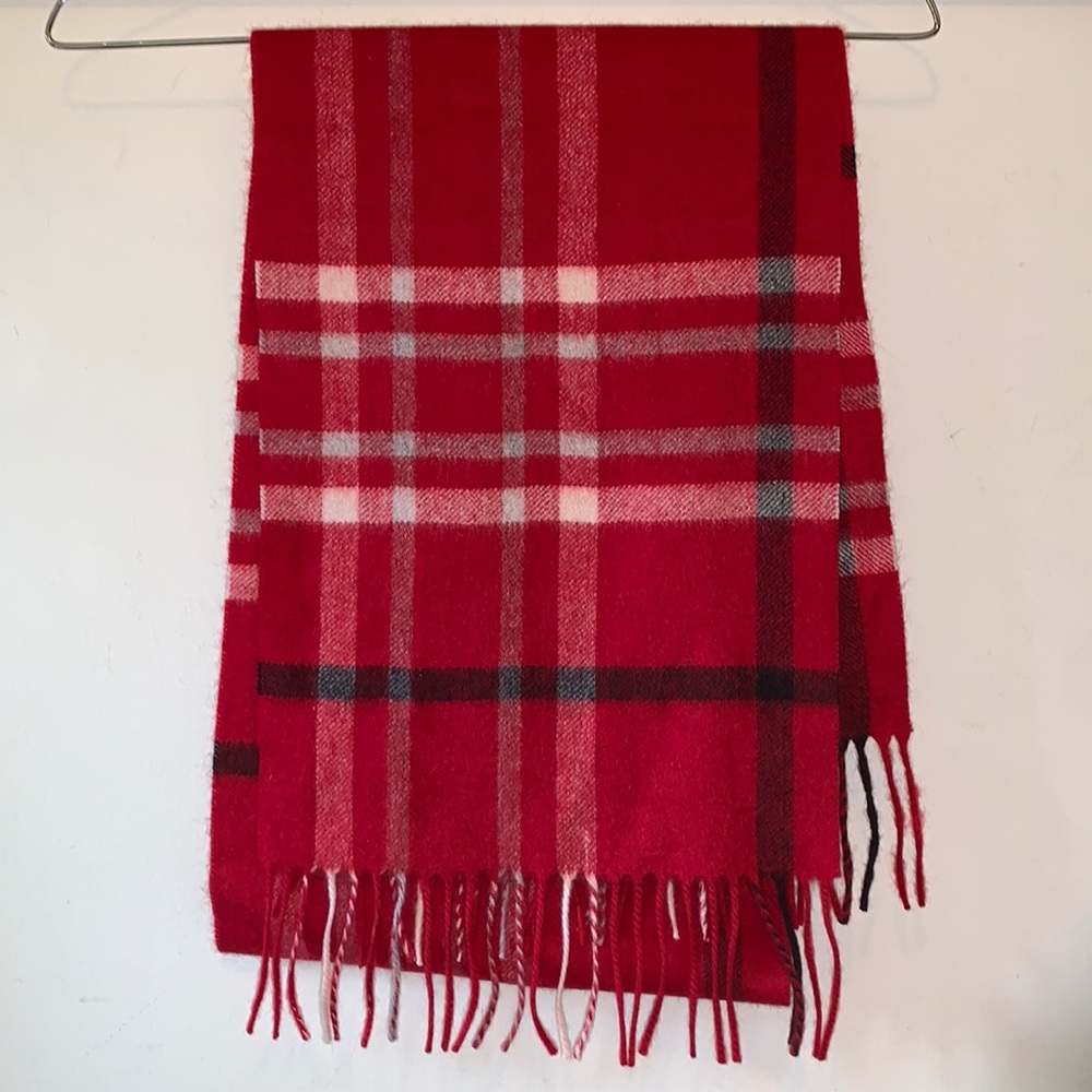 Charter Club Woman’s Cashmere Red Plaid Fringed Scarf
